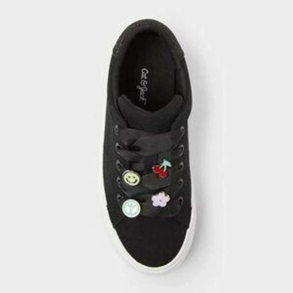 Little Girl Wren Platform Charm Sneakers by Cat & Jack Black Size 1 New With Tag